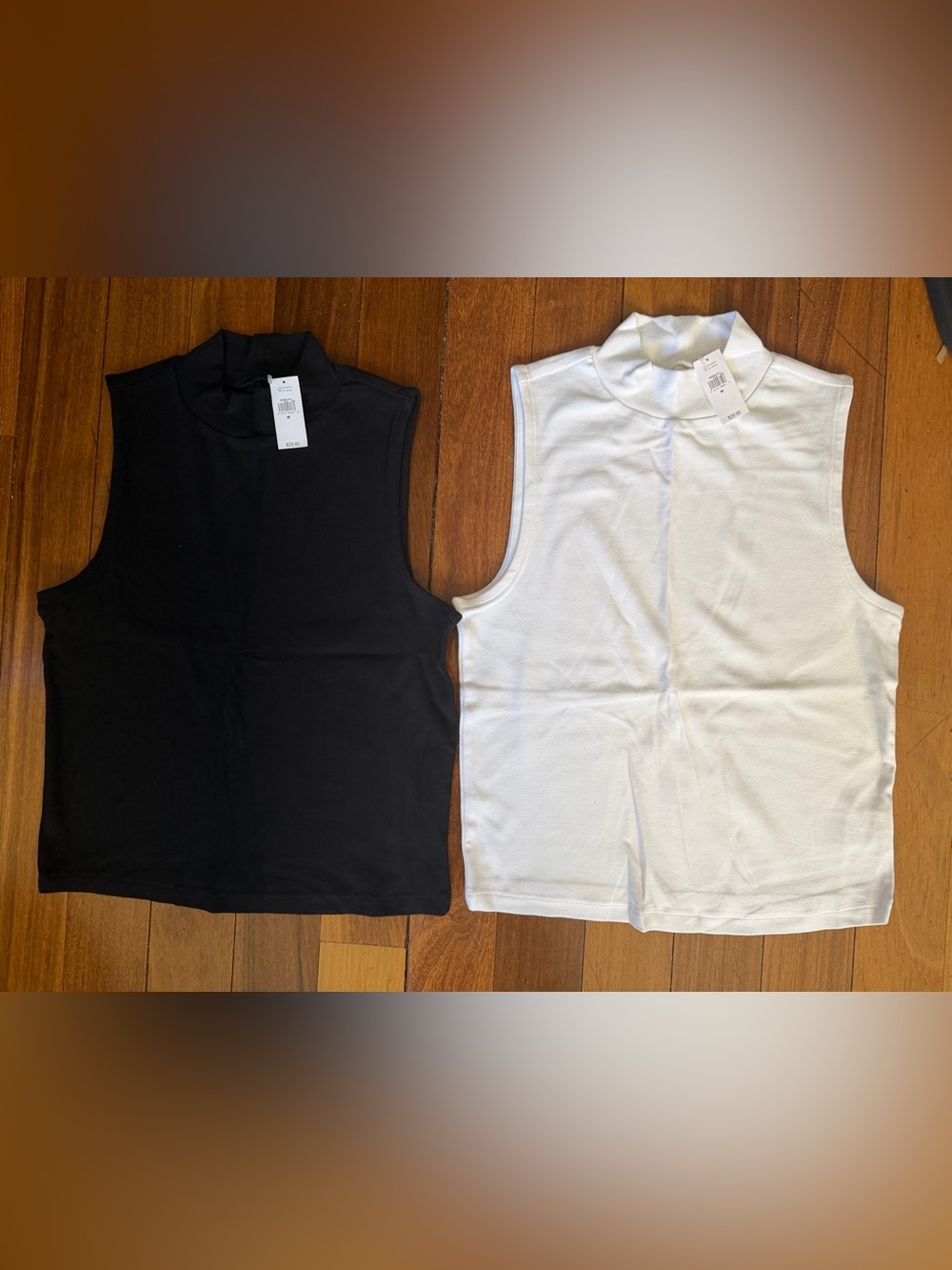 NWT GAP Modern Mockneck Tank Tops 
 sz M - Lot of 2 White and Black SOLD OUT